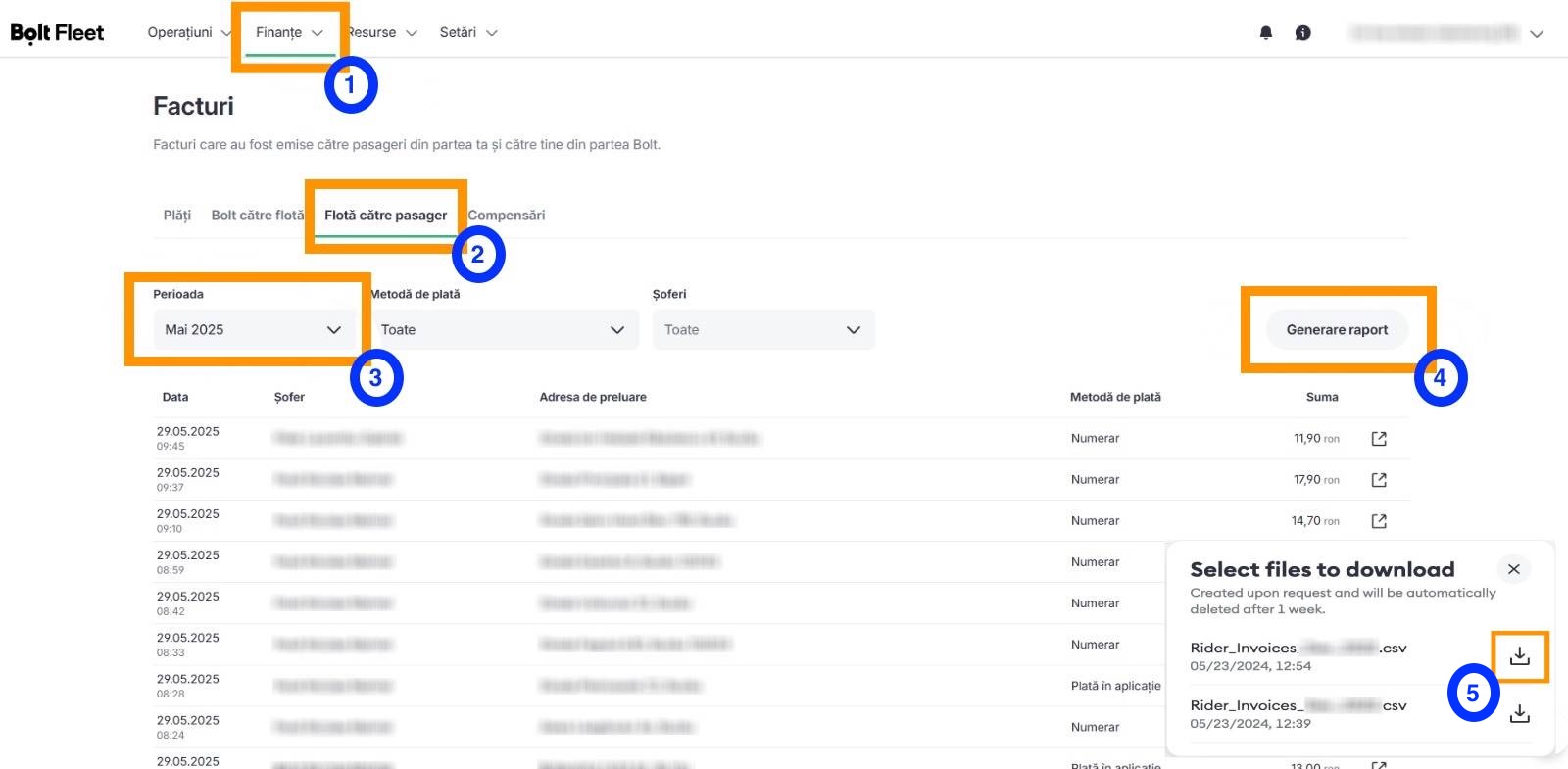 Export facturi bolt portal nou pentru sincronizarea e-factura
